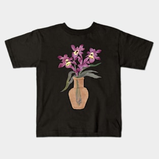 Cute Watercolor Western Australian Orchids Kids T-Shirt